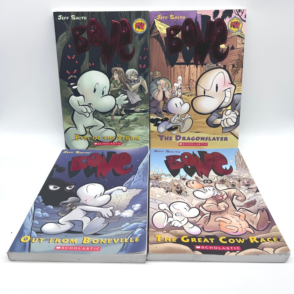 Bone Graphic Novel Series Vol 1-4 Jeff Smith Scholastic Graphix Paperback Set